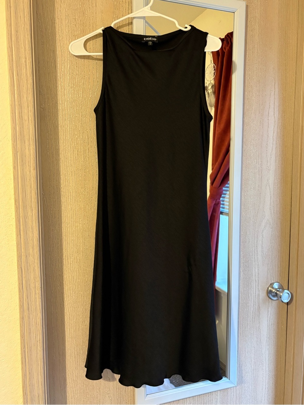 bebe Sleeveless Black A-Line Midi Dress